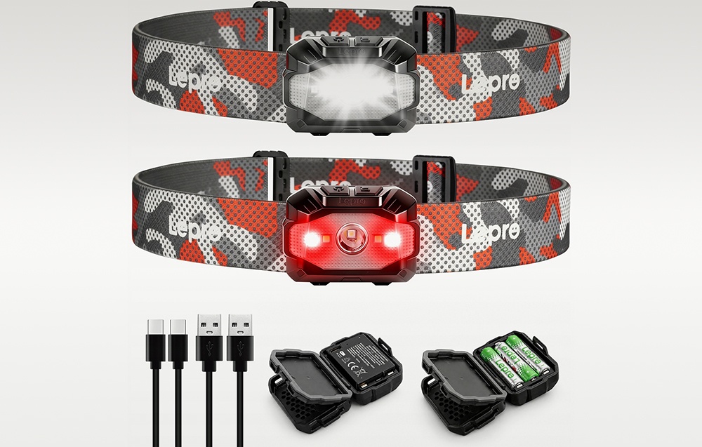 LEPRO 320023-2 USB Headlamp, 2 vnt. aprašymas - Prekės nuotrauka
