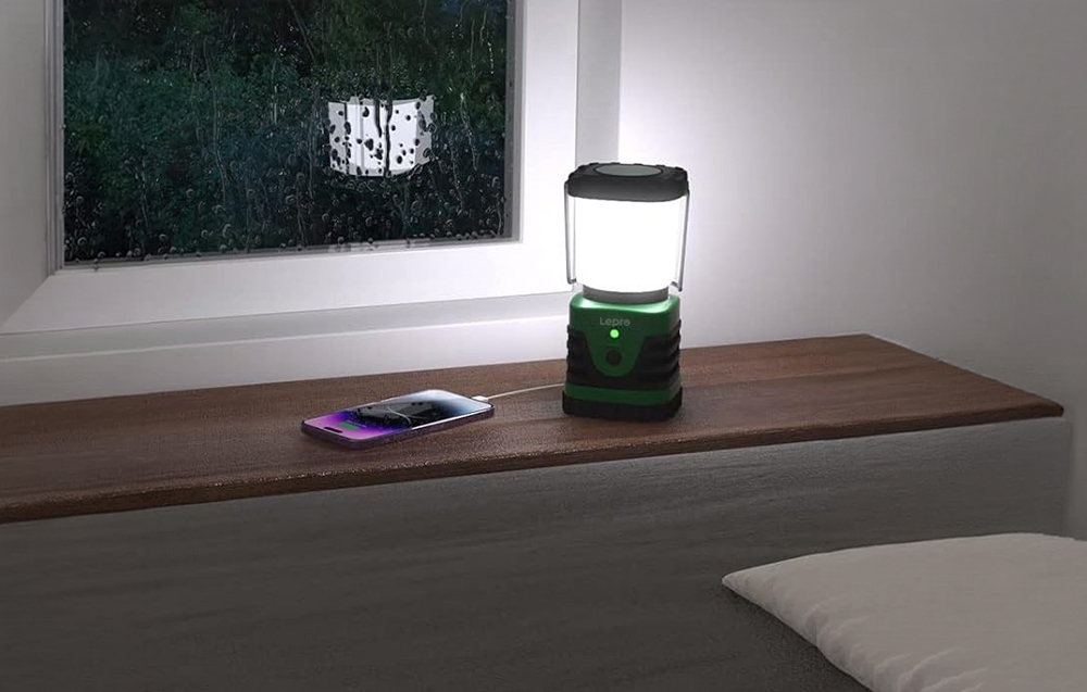 LEPRO 3300008 Camping Lamp, 1000 lm, 3600 mAh aprašymas - Prekės nuotrauka