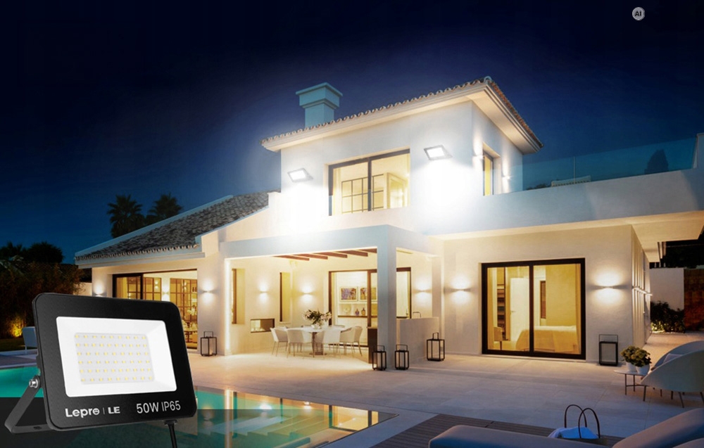 LEPRO 340003-DW-EU 50W 5000 lm 5000 K IP65 LED Floodlight aprašymas - Prekės nuotrauka