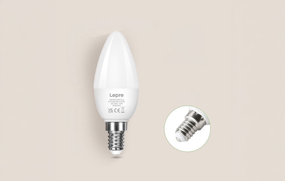 LEPRO 600059-WW-EU-3 LED Bulb, E14, C37, 4.2W (40W), 470 lm, 2700K (warm baltas), 250°, 3-pack aprašymas - Prekės nuotrauka