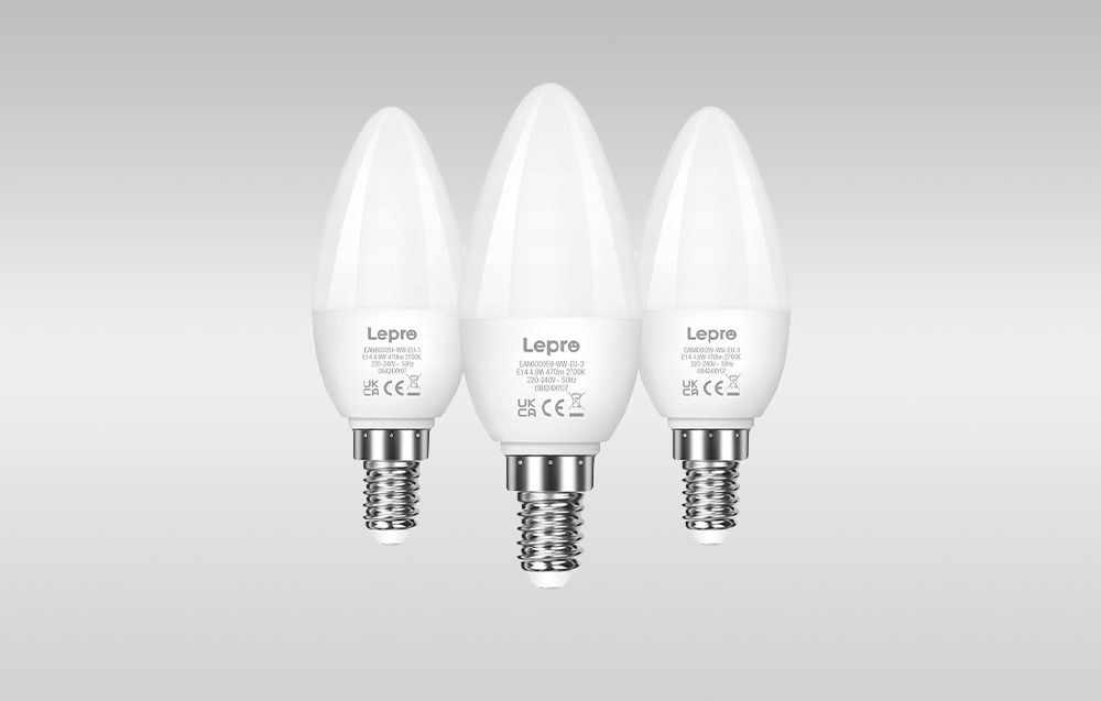 LEPRO 600059-WW-EU-3 LED Bulb, E14, C37, 4.2W (40W), 470 lm, 2700K (warm baltas), 250°, 3-pack aprašymas - Prekės nuotrauka