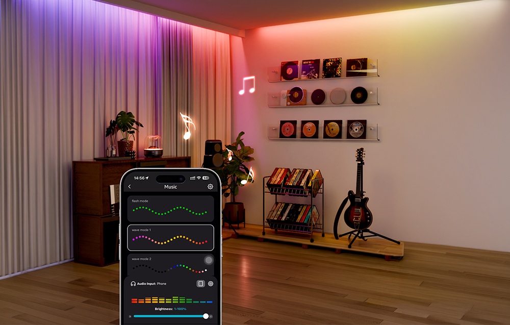 Lepro S2 10m Wi-Fi Bluetooth RGBIC LED juosta aprašymas - Prekės nuotrauka Lepro S2 10m Wi-Fi Bluetooth RGBIC LED juosta aprašymas - Prekės nuotrauka