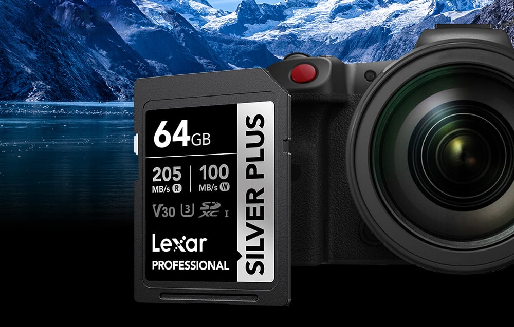 Atminties kortelė Lexar SDXC Professional Sidabrinis Plus UHS-I/U3/A2/4K R205/W100 (V30) 64GB aprašymas - Prekės nuotrauka