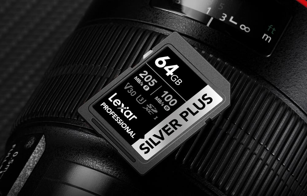 Atminties kortelė Lexar SDXC Professional Sidabrinis Plus UHS-I/U3/A2/4K R205/W100 (V30) 64GB aprašymas - Prekės nuotrauka