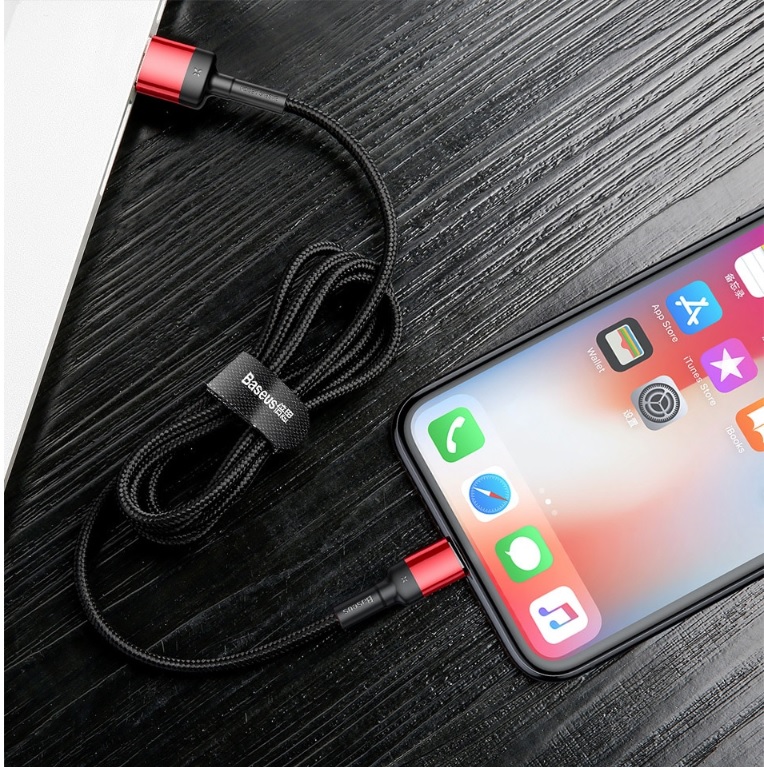 Baseus Cafule dvipusis USB Lightning kabelis 2.4A 1m - Pilkas / Juodas aprašymas - Prekės nuotrauka Baseus Cafule dvipusis USB Lightning kabelis 2.4A 1m - Pilkas / Juodas aprašymas - Prekės nuotrauka