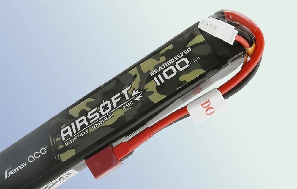 Lipo Gens ace 25C 1100mAh 3S1P 11.1V Airsoft ginklo baterija su T formos kištuku aprašymas - Prekės nuotrauka Lipo Gens ace 25C 1100mAh 3S1P 11.1V Airsoft ginklo baterija su T formos kištuku aprašymas - Prekės nuotrauka