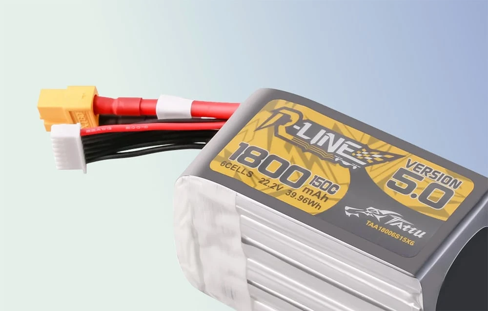 Gens Ace & Tattu Lipo Tattu R-Line 5.0 versija 1800mAh 22.2V 150C 6S baterija su XT60 jungtimi aprašymas - Prekės nuotrauka