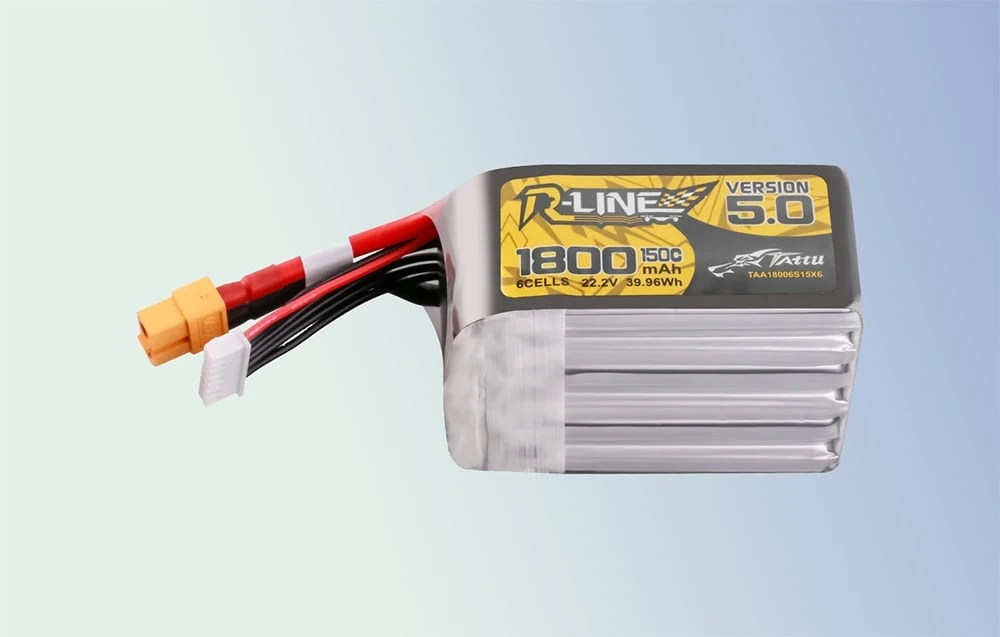 Gens Ace & Tattu Lipo Tattu R-Line 5.0 versija 1800mAh 22.2V 150C 6S baterija su XT60 jungtimi aprašymas - Prekės nuotrauka