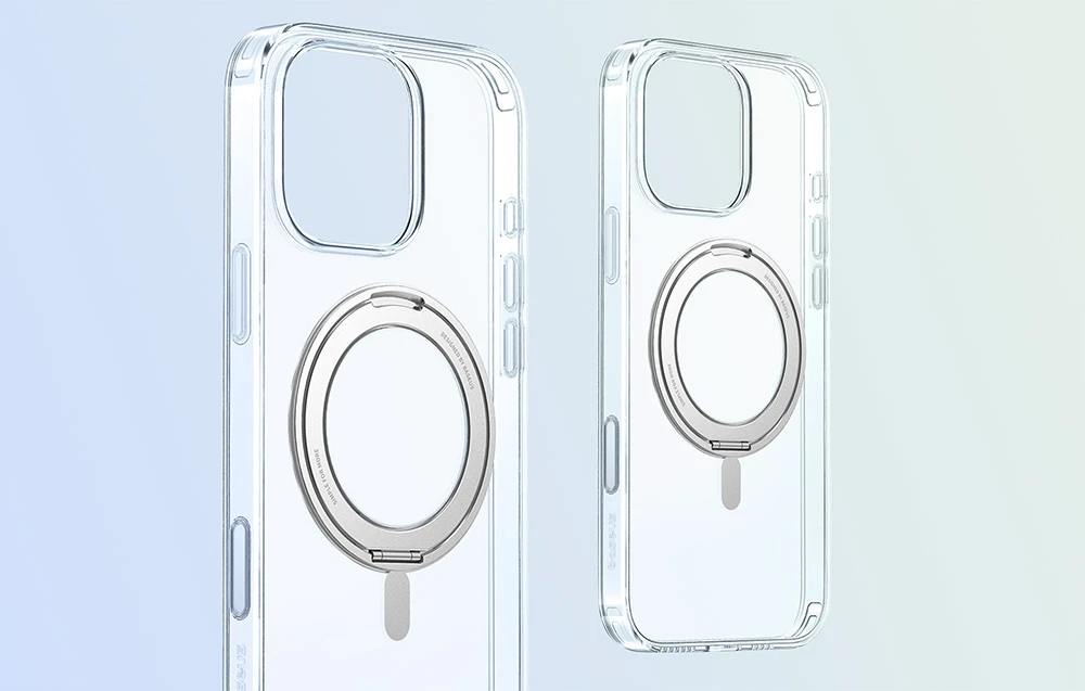 Magnetic dėklas su stoveliu Baseus SkyRing 360° Apple iPhone 16 Pro Pro skaidrus aprašymas - Prekės nuotrauka