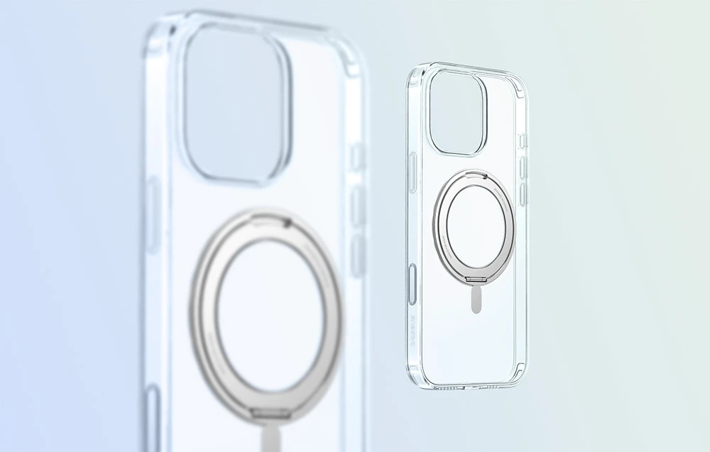Magnetic dėklas su stoveliu Baseus SkyRing 360° Apple iPhone 16 Pro Pro skaidrus aprašymas - Prekės nuotrauka