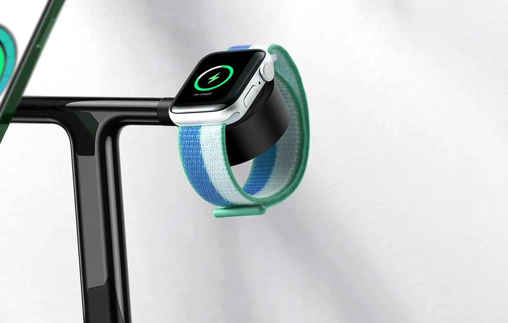 Baseus Belaidis magnetinis įkroviklis, stovas 20W trims Apple įrenginiams, juodas aprašymas - Prekės nuotrauka
