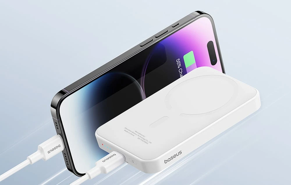 Magnetinis Mini Powerbank Baseus 5000mAh 20W (baltas) aprašymas - Prekės nuotrauka