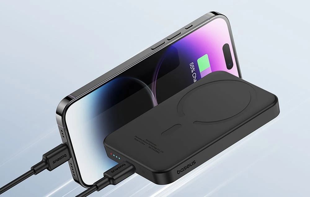 Magnetinis Mini Powerbank Baseus 5000mAh 20W (juodas) aprašymas - Prekės nuotrauka