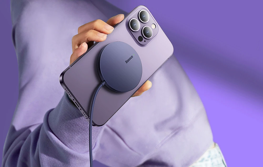 Baseus Simple Mini3 magnetinis belaidis įkroviklis 15 W (dulkėta violetinė) aprašymas - Prekės nuotrauka