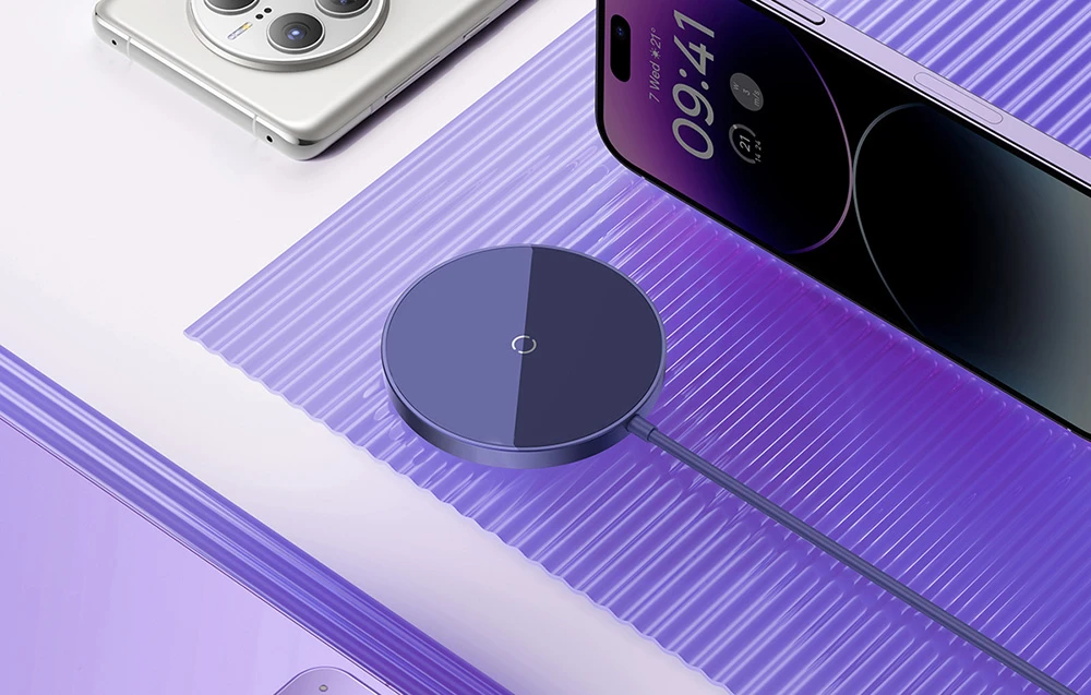 Baseus Simple Mini3 magnetinis belaidis įkroviklis 15 W (dulkėta violetinė) aprašymas - Prekės nuotrauka