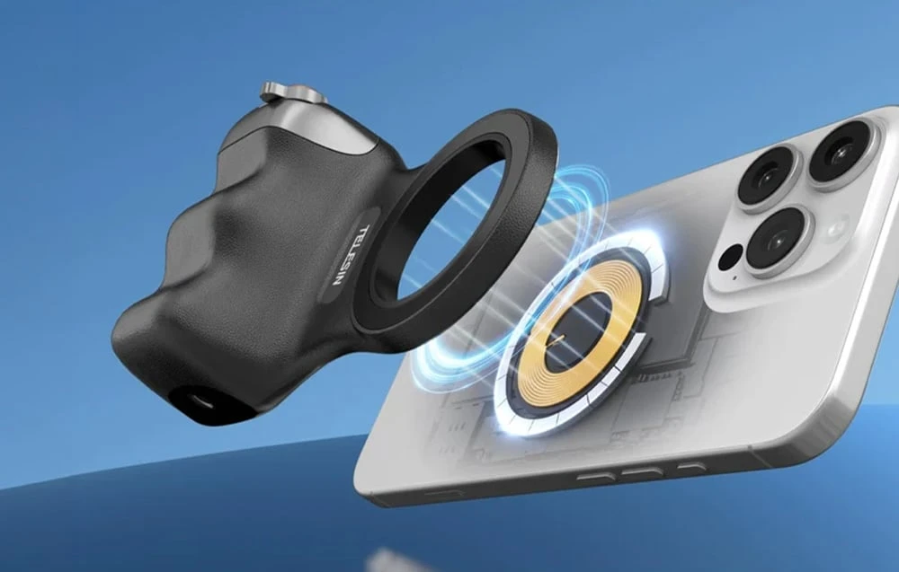 Telesin MagSafe Fun Shot Grip2 Magnetic Holder (Juodas) aprašymas - Prekės nuotrauka