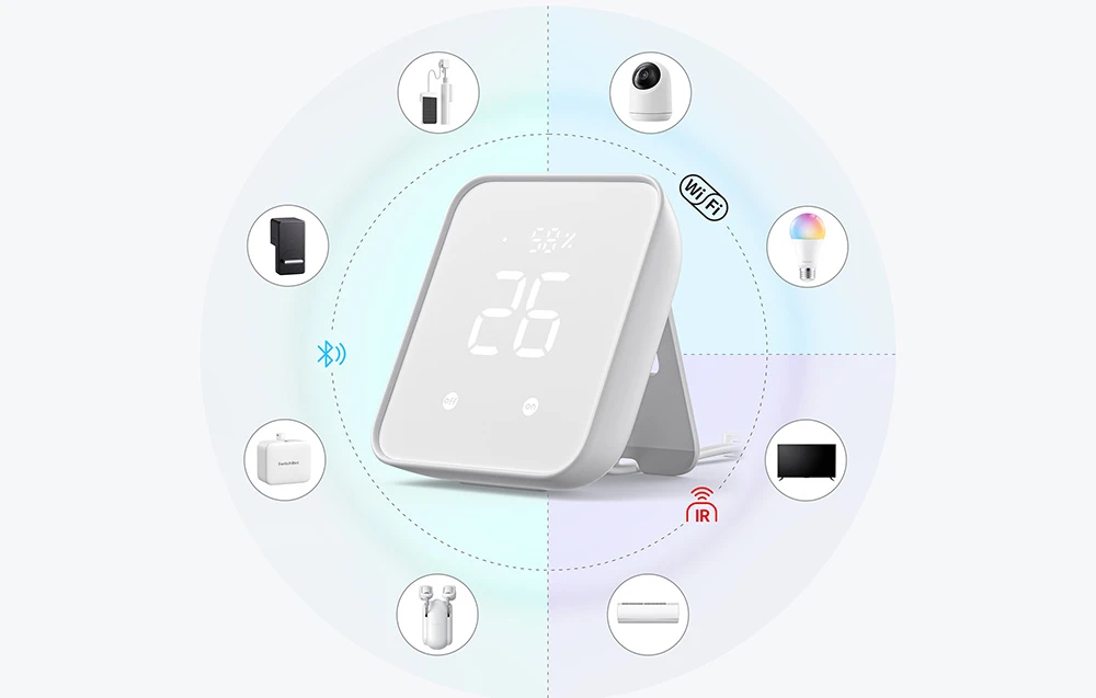 Matter Smart nuotolinio valdymo pultas SwitchBot Hub 2 WiFi HomeKit BLE IR aprašymas - Prekės nuotrauka Matter Smart nuotolinio valdymo pultas SwitchBot Hub 2 WiFi HomeKit BLE IR aprašymas - Prekės nuotrauka