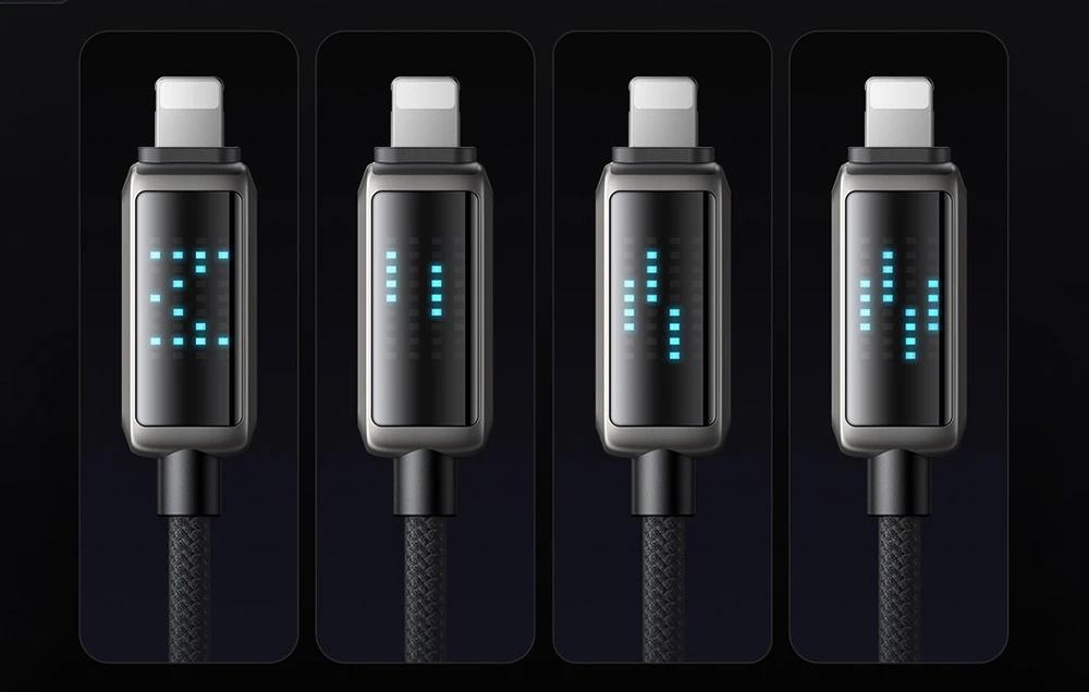 Mcdodo CA-5250 LED ekranas USB-A su Lightning duomenų kabeliu 1.2 m aprašymas - Prekės nuotrauka Mcdodo CA-5250 LED ekranas USB-A su Lightning duomenų kabeliu 1.2 m aprašymas - Prekės nuotrauka