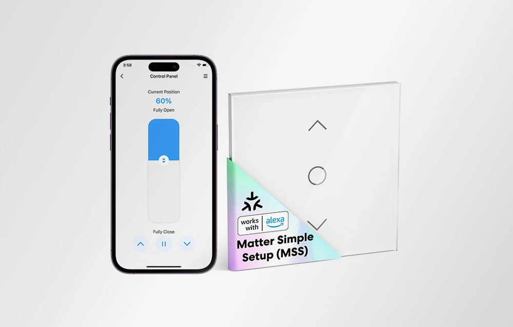 Meross MRS100MA(EU) Smart WiFi Blind Switch (Matter) aprašymas - Prekės nuotrauka Meross MRS100MA(EU) Smart WiFi Blind Switch (Matter) aprašymas - Prekės nuotrauka
