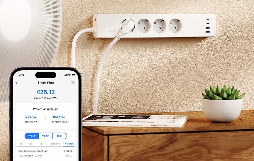 Meross MSP844 Wifi prailgintojas 4 AC kištukai 4 USB Matter aprašymas - Prekės nuotrauka