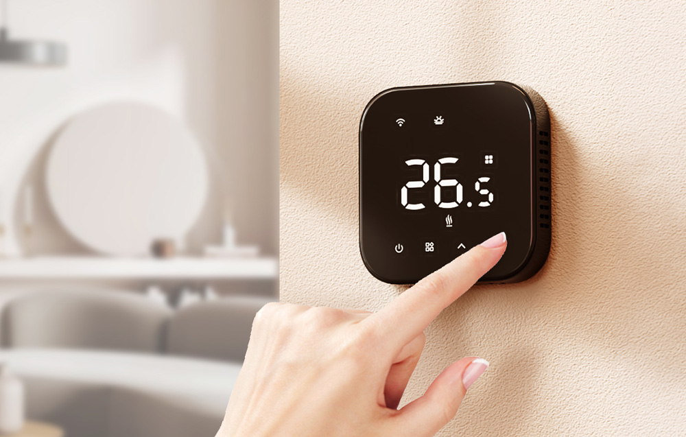 Meross MTS215 Wifi termostatas Katilo / vandens šildymo sistemai Apple Homekit, Matter juodas aprašymas - Prekės nuotrauka