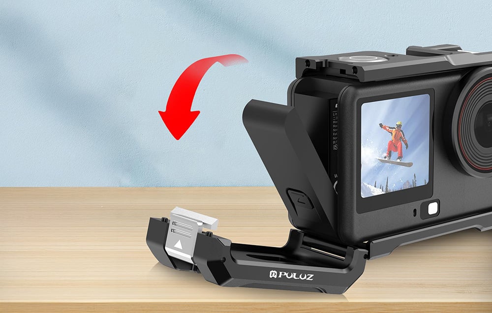 Metal protective case with a Puluz cold shoe mount for the DJI Osmo Action 6 aprašymas - Prekės nuotrauka