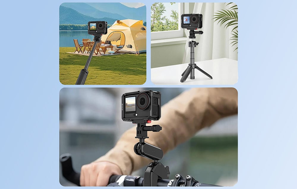 Metal protective case with a Puluz cold shoe mount for the DJI Osmo Action 6 aprašymas - Prekės nuotrauka