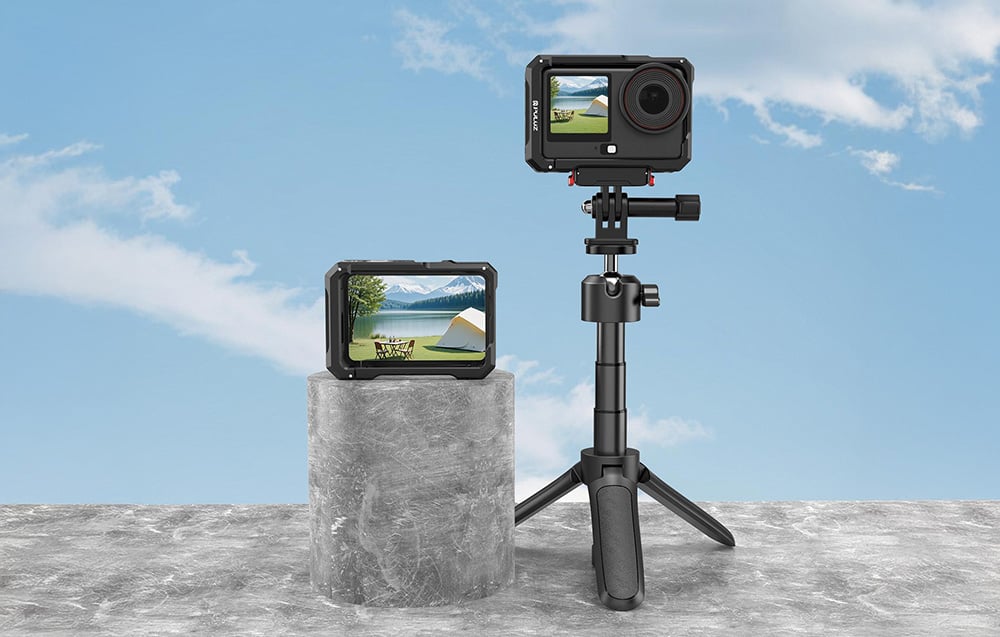 Metal protective case with a Puluz cold shoe mount for the DJI Osmo Action 6 aprašymas - Prekės nuotrauka