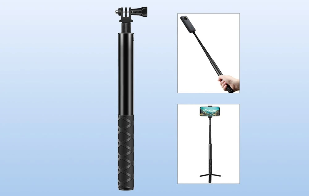Metalinė asmenukių lazda PULUZ 110 cm, skirta Insta360 One RS / X2 / X3 / X4 aprašymas - Prekės nuotrauka