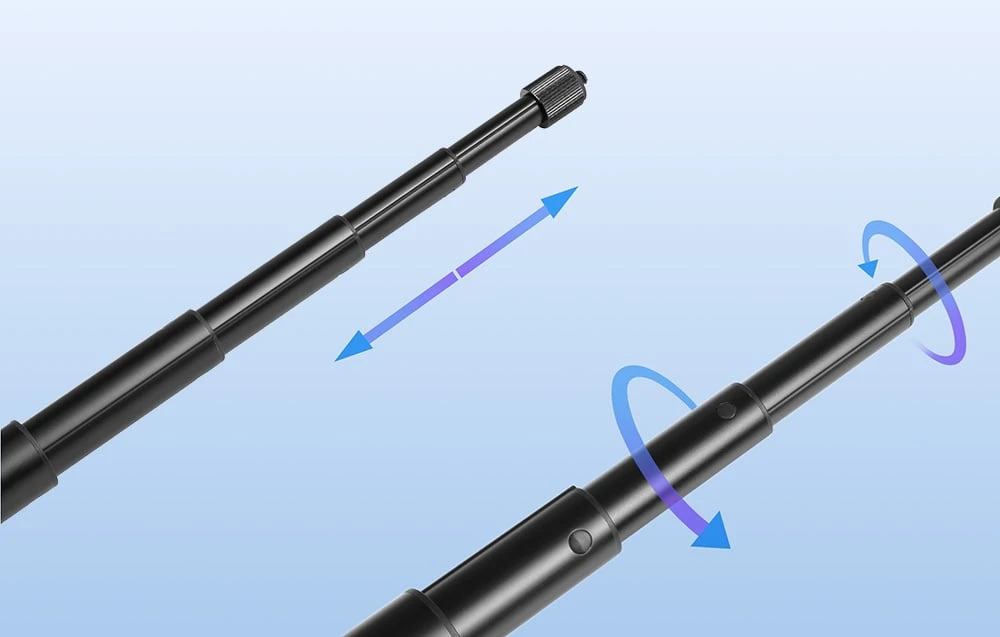 Metalinė asmenukių lazda PULUZ 110 cm, skirta Insta360 One RS / X2 / X3 / X4 aprašymas - Prekės nuotrauka