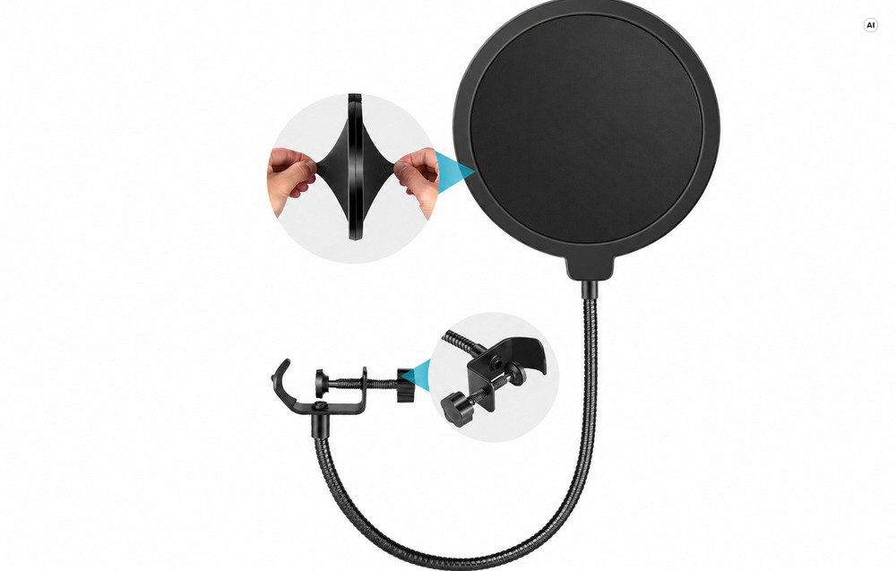 Mikrofono Pop Filtras - Neewer 40036394EU B-3 Juodas 15,5 cm 300 mm 40 mm aprašymas - Prekės nuotrauka