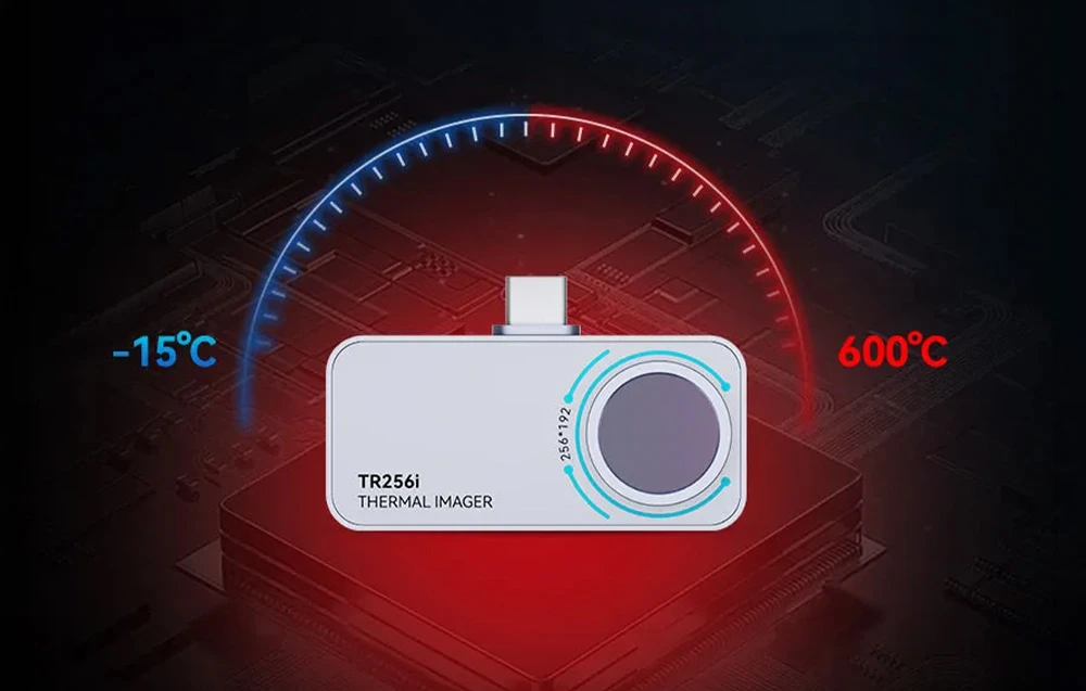 Termovizorinė Kamera - Mileseey TR256i 256×192 Rezoliucija, -15°C iki 600°C, USB-C, Juoda aprašymas - Prekės nuotrauka