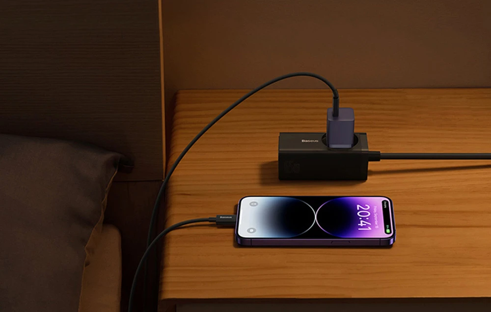 Mini sieninis įkroviklis Baseus GaN5 30W (violetinė) aprašymas - Prekės nuotrauka Mini sieninis įkroviklis Baseus GaN5 30W (violetinė) aprašymas - Prekės nuotrauka