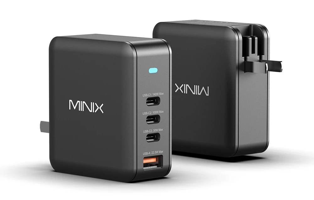 Minix P165 GaN Wall Charger with 3x USB-C and 1x USB-A Ports aprašymas - Prekės nuotrauka