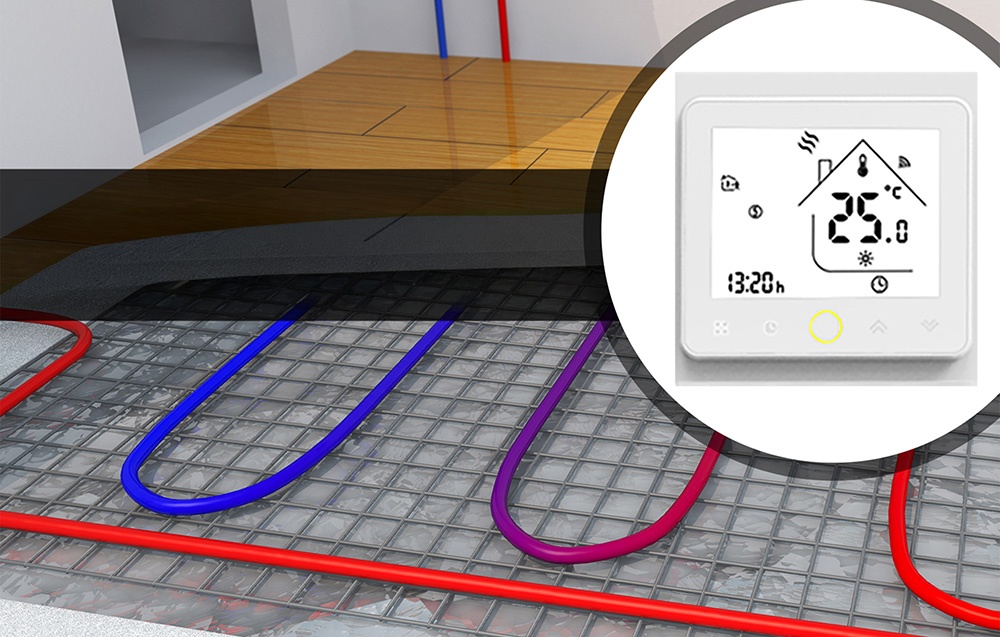 Moes WHT-022-GB Termostatas elektrinei šildymo sistemai su temperatūros sensoriumi grindims aprašymas - Prekės nuotrauka