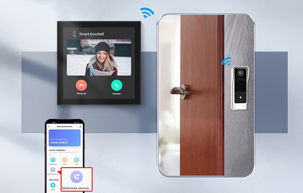 Moes Išmanių namų TUYA valdymo panelė, LCD, Wi-Fi, su ZigBee bridge, montuojama sienoje, juoda aprašymas - Prekės nuotrauka