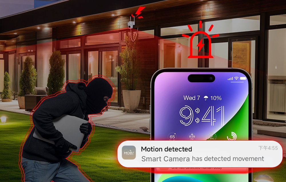 MOES WCM-B66 3MP lauko Wi-Fi IP kamera aprašymas - Prekės nuotrauka