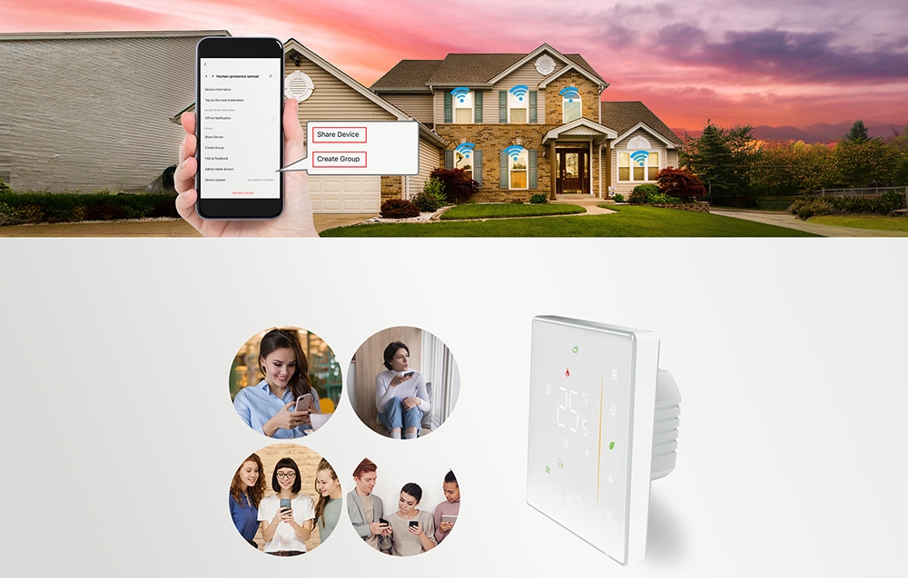 MOES WHT-006-GB-WH Wi-Fi Thermostat for Electric Heating (Baltas) aprašymas - Prekės nuotrauka