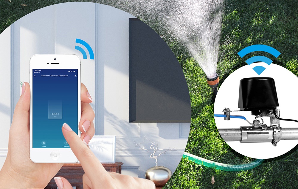 Moes Išmanusis Wi-Fi vandens sklendės valdiklis Tuya / Smart Life - juodas aprašymas - Prekės nuotrauka