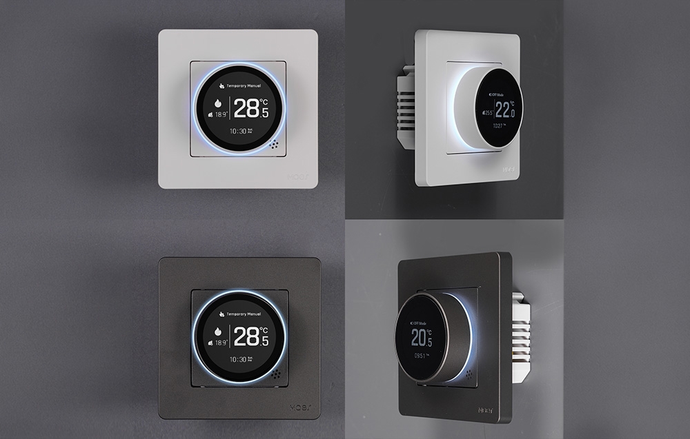 Moes Išmanus, sieninis termostatas dujų/vandens katilui valdyti, su ratuku, baltas, ZigBee, TUYA aprašymas - Prekės nuotrauka