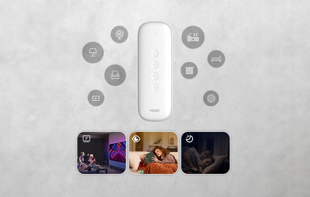 MOES ZR-SR-R01-WH ZigBee Scene Switch, IP55 (Baltas) aprašymas - Prekės nuotrauka