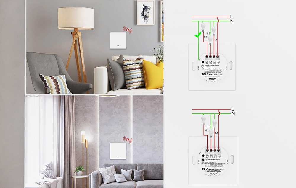 MOES ZS-B-EU1 ZigBee 1-Channel Light Switch aprašymas - Prekės nuotrauka