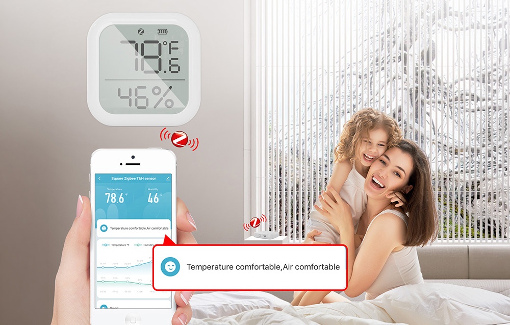 Moes Išmanusis bevielis patalpos temperatūros ir drėgmės jutiklis, ZigBee, TUYA / Smart Life aprašymas - Prekės nuotrauka