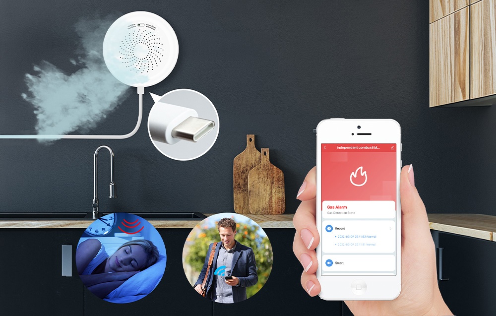 MOES ZSS-QY-GL-U ZigBee Gas Sensor aprašymas - Prekės nuotrauka