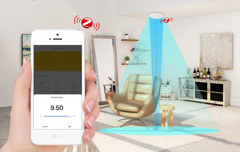 MOES ZSS-QY-HP ZigBee mmWave Presence Sensor aprašymas - Prekės nuotrauka