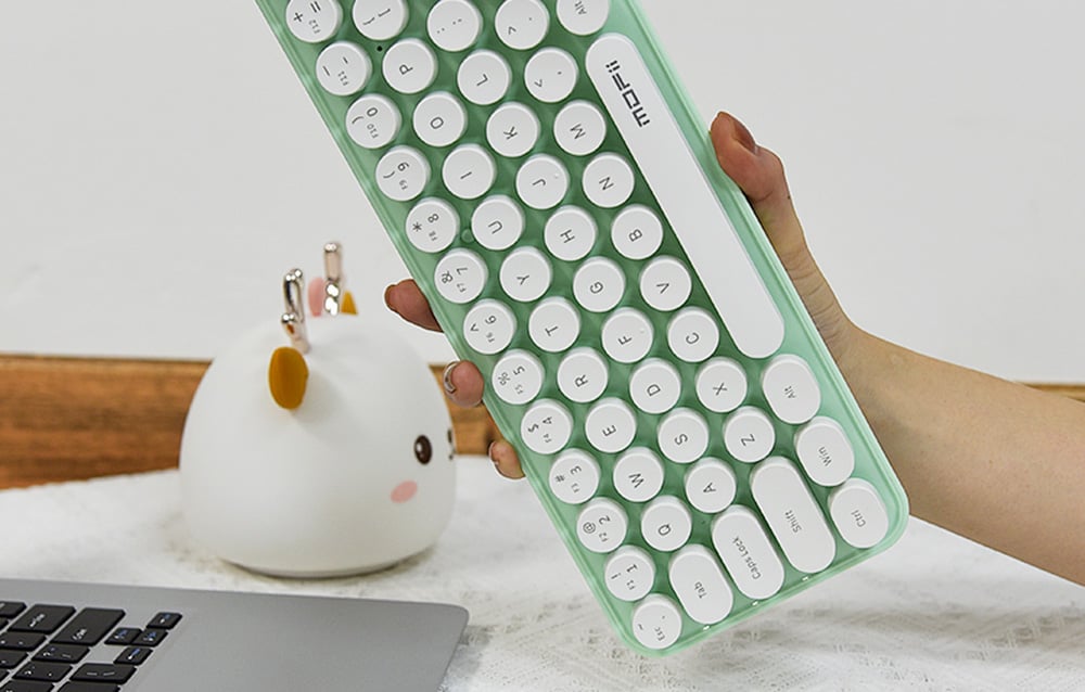 Klaviatūra Belaidė klaviatūros + pelės rinkinys MOFII Bean 2.4G (balta-žalia) aprašymas - Prekės nuotrauka Klaviatūra Belaidė klaviatūros + pelės rinkinys MOFII Bean 2.4G (balta-žalia) aprašymas - Prekės nuotrauka