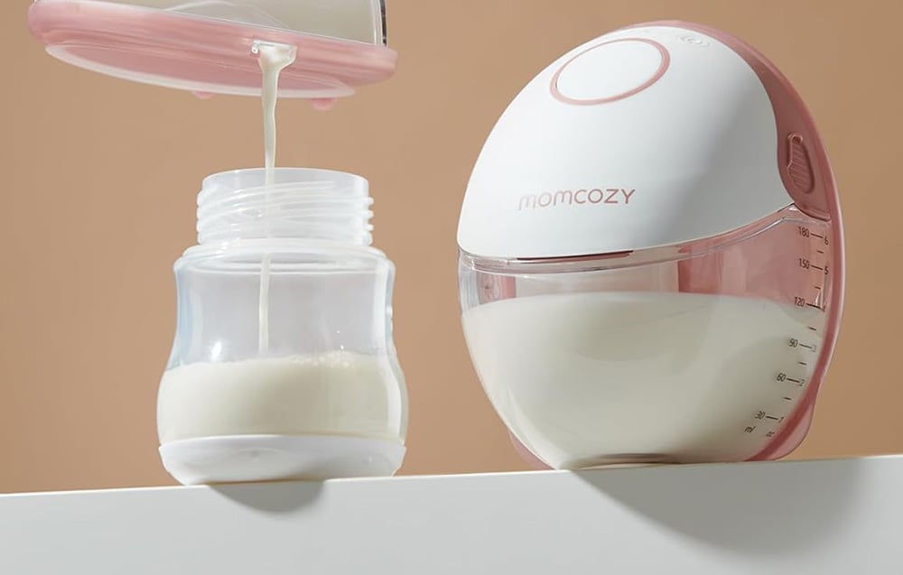 „momcozy-m6“ dvigubas krūties pompa pilkas