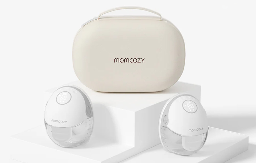„momcozy-m6“ dvigubas krūties pompa pilkas