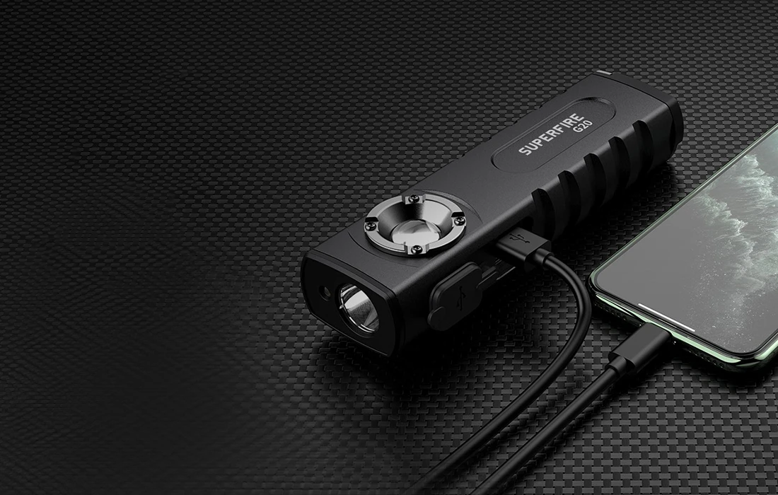 Daugiafunkcis žibintuvėlis SuperFire G20, 470lm, USB aprašymas - Prekės nuotrauka Daugiafunkcis žibintuvėlis SuperFire G20, 470lm, USB aprašymas - Prekės nuotrauka