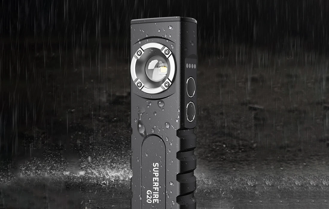 Daugiafunkcis žibintuvėlis SuperFire G20, 470lm, USB aprašymas - Prekės nuotrauka Daugiafunkcis žibintuvėlis SuperFire G20, 470lm, USB aprašymas - Prekės nuotrauka